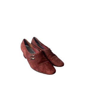 Karen Scott Womens Burgundy Suede Heeled Loafers Size 9M